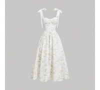 Romantisches Maxikleid für Damen mit floralen Drucken, Schulterträgern und Taillenbindung, Sommerkleider, Bridgerton-Stil Kleid, Blumenkleid