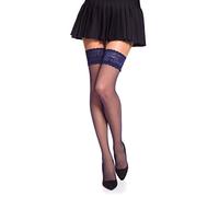 Romartex halterlose feinmaschige Netzstrümpfe 20 DEN, XL, Dunkelblau