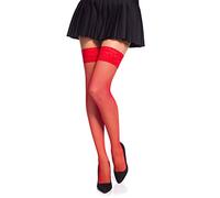 Romartex halterlose feinmaschige Netzstrümpfe 20 DEN, XL, Rot