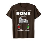 Rome is Calling & I Must Go Illustration Graphic Designs T-Shirt, Herren, Braun, XXL