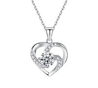 ROMIDA Damen Rosegold Herz Halskette Personalisierte Halskette Herz änhänger Silber Kette Frauen Geometrische Halskette Sterling Silber Halsketten