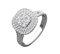 ROMIDA Diamant Ringe Partnerringe Silber Stein Ring mit Zirkonia Kristallen, Frauen Silber Stein Ring Damen Fingerringe Damenring Klassik Silber Schmuck Muttertagsgeschenk