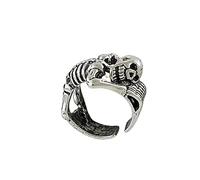 ROMIDA Herren Damen Ringe Y2k Ringe Edelstahl 925 Sterling Silber Vintage Punk Ringe für Damen Offene Ringe Verstellbar Gothic Ringe Band Fingerringe Ring Partnerringe