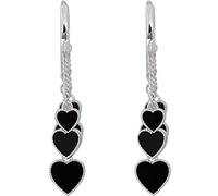 ROMIDA Ohrring 925 Sterling Silber Mode schwarzes Herz Anhänger Muster Hakenohrringe Doppelte Farbe Drahtziehohrringe Antiallergische Ohrringe Zirkonia Ohrring, romantisches Geschenk