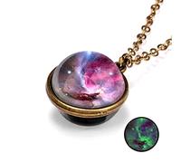 ROMIDA Personalisierte Halskette für Männer/Frauen, Paar-/Freundschaftskette Kosmische leuchtende Vintage Anhänger Geschenke S925 Sterling Silber