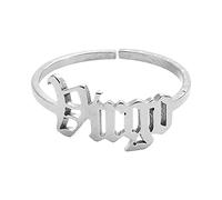 ROMIDA Ring Damen mit Zirkonia Kristallen, 12 Konstellationsringe Edelstahl Fidget Ringe Frauen Silber Stein Ring Damen Fingerringe Damenring. Klassik Silber Schmuck Mädchen Frauen