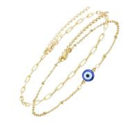 ROMISBABA 2 Stück Verstellbares Böser Blick Armband aus Robustem Legierungsmaterial Doppellagiges Goldenes Schmuckstück mit Blauem Schutzauge Amulett für Damen und Mädchen Modisches