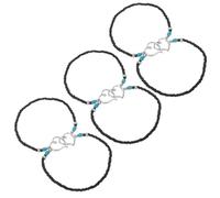 ROMISBABA 3 Stück Boho Fußkettchen Damen Mehrlagig mit Doppeltem Herz Perlen Strand Fußschmuck Leicht und Langlebig