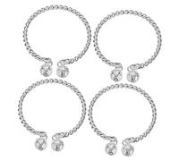 ROMISBABA 4 Stück Glocken Armreif Damen Handgelenkschmuck Retro Legierung Armband zum Öffnen mit Glöckchen für Frauen Geschenk