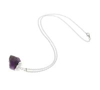 ROMISBABA Halskette Damen mit Unregelmäßigem Natürlichem Amethyst Anhänger aus Rohstein Lila zur Entgiftung und Positiven Energie im Alltag