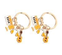 ROMISBABA Musik Schlüsselanhänger 2 Stück aus Robuster Zinklegierung mit Geige Kopfhörern Mikrofon Kompakter Taschenanhänger für Musikfans und Handtaschen