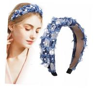 ROMISBABA Rhinestone Jeans Stirnband Damen Breites Knoten Design Eleganter Haarschmuck für Party Alltag und Hautpflege Modisches Haarband für Frauen und Mädchen