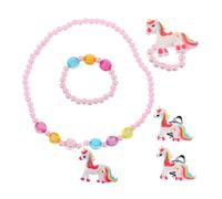 ROMISBABA Schmuckset Mädchen Einhorn Halskette Ring Armband Ohrringe Prinzessin Geschenk Modisch Langlebig
