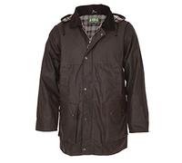 Romneys Gefütterte englische Wachsjacke Country - Robuste, warme wind- und wasserdichte Jacke inklusive Kapuze (Braun, 3XL)