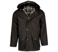 Romneys Gefütterte englische Wachsjacke Country - Robuste, warme wind- und wasserdichte Jacke inklusive Kapuze(Braun, XXL)