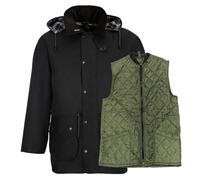 Romneys Warme Winter Wachsjacke Poacher 3-in-1 | Inklusive Steppweste | Wind-und Wasserdicht | Mit Kapuze und Rückentasche
