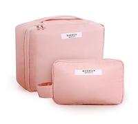 Romon 2 Stück Reisen Kosmetiktasche, Kosmetiktasche Damen Wasserdicht, Tragbare Make-up Tasche, Kosmetiktasche Groß und Klein für Damen und Mädchen (Rosa)