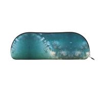 RoMuka Starry Night Sky Deep Outer Space Leder Halbrunde Aufbewahrungstasche Schreibwaren Tasche Make-up Tasche Brieftasche Aufbewahrungstasche, Silber, Einheitsgröße, Aufbewahrungstasche, Silber, One