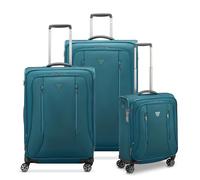 RONCATO CITY 3.0 Weicher Koffer Trolley Erweiterbar mit Reißverschluss und TSA Verschlusssystem, Smaragd, Set G+M+C