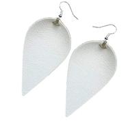 rongweiwang Mädchen Handgemachte Leder Ohrringe Boho Blatt Teardrop Haken Baumeln Teardrop Haken Anhänger Ohrstecker Frauen, Weiß