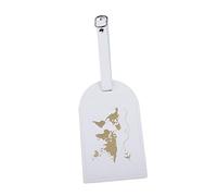 Ronyme Gepäckanhänger aus PU-Leder, Sichtschutz, Reisetaschenetiketten, Kofferanhänger, Weißes Gold