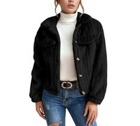 Roobeety Damen Teddyfell-Jacke im Hemd-Stil - Kuschelige Plüschjacke mit Knopfleiste | Weiche Fleece-Jacke für Herbst und Winter