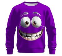 Roobeety Herren Sweatshirt mit großem Smiley-Gesicht Print - Langarm Pullover mit lustigem Comic-Motiv | Rundhals-Sweatshirt für die Freizeit