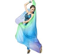 ROPALIA Damen Chiffon Bauchtanz Schal Schleier Schal Leichter Schal Perfekt für Tanzen Gradient Farbe 221 x 119,4 cm, Grün + Blau + Lila, Einheitsgröße