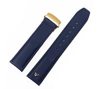 RORFFK 20 mm 22 mm Echtleder-Uhrenarmband, für Maurice Lacroix Armband, Faltschließe, Freizeit- und Business-Rindslederarmband(Blue gold buckle,22mm)