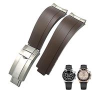 RORFFK 20mm 21mm Gummi-Uhrenarmband mit kurzer Schnalle, passend für Rolex Daytona Submariner Role OYSTERFLEX Yacht Master, kleines Handgelenk-Silikonarmband(Brown Buckle Link,20mm)