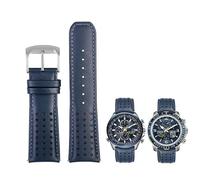 RORFFK 22mm 23mm blaue Farbe echtes Leder Armband Armband Herrenarmband für Citizen AT8020-54L/JY8078 mit Faltschließe Armband(Blue blue silver,23mm)