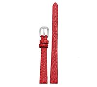 RORFFK Echtes Lederarmband Damenarmband 6mm 8mm 10mm 12mm Eidechsenleder Uhrenarmband kleine Armbanduhren Gürtel Dornschließe(Red silver buckle,8mm)