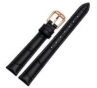 RORFFK Für jedes Marken -Leder -Uhrband für Mädchen und Student Crocodile Grain Band 10 12 14 16 18 mm schwarz braun rot weiß blau Gurt(Black-rose gold,16mm)