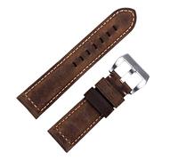 RORFFK Handgemachtes Uhrenarmband Zubehör Retro Vintage Echtes Crazy Horse Leder 24mm Armband für Panerai Riemen Tang Schnalle(Beige,22mm)