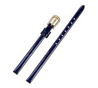 RORFFK Mini Watch Band 6mm echtes Lederarmband Damen Fashion Watchband kleiner Riemen(Blue Gold Buckle)
