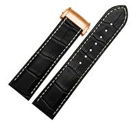 RORFFK Rindslederarmband 20mm 22mm Faltschließe Für Hamilton Khaki Aviation Classic Series Herrenarmband(Black-rose gold B,22mm)