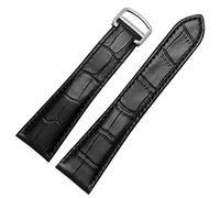 RORFFK Uhrenarmband für Tank Echtleder-Uhrenarmband Herren Claire Ledergürtel London Solo mechanische Uhrenzubehör 25mm(Black-Silver,24mm)