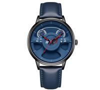 rorios Analog Quarz Armbanduhren Herren Mode Uhr Kreative Skelett Uhren Freizeit Edelstahl Uhren Minimalistisch Leder Armband Uhr für Männer Blau A