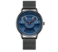 RORIOS Analog Quarz Armbanduhren Herren Mode Uhr Kreative Skelett Uhren Freizeit Edelstahl Uhren Minimalistisch Mesh Armband Uhr für Männer Blau B