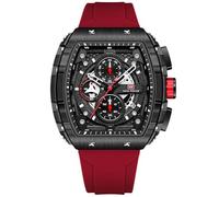 rorios Analog Quarz Armbanduhren Tonneau Herrenuhren Mode Multifunktional Uhr Punk Chronograph Uhren für Männer mit Silikon Armband für Herren Rot