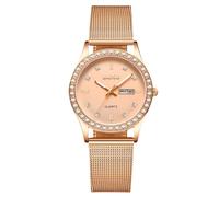 rorios Armbanduhr für Damen Freizeit Quarz Uhren Frauen Diamant Uhr Leuchtend Analoge Damenuhr Roségold Mesh Armband Uhren Gold