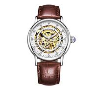 rorios Armbanduhren Damen Automatische Mechanische Uhren Skelett Leuchtend Lederband Damenuhren