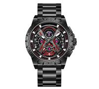 RORIOS Coole Uhren für Herren Mode Automatik Armbanduhren Multifunktional Mechanische Uhr Edelstahl Skelett Herrenuhren Leuchtend Analog Uhren Schwarz