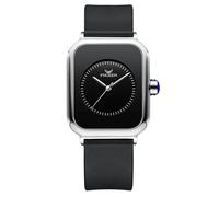 rorios Damen Analog Quarz Armbanduhren Frauen Minimalistisch Uhr Mode Elegant Damenuhren Edelstahl Rechteck Uhr mit Silikon Armband Schwarz C