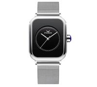 rorios Damen Analog Quarz Armbanduhren Frauen Minimalistisch Uhr Mode Elegant Damenuhren Edelstahl Rechteck Uhr mit Mesh Armband Silber Schwarz