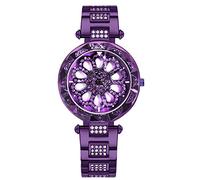 rorios Damen Armbanduhren 360°Drehbar Dial Edelstahlband Simulierter Diamant Armbanduhren für Frauen