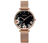 rorios Damen Armbanduhren Blume Dial Damenuhren Edelstahlband Mesh Damenuhr Women Watch