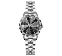 rorios Damen Einfach Armbanduhren Klassisch Edelstahl Uhr Frauen Elegant Uhren Business Analog Quarz Uhr Leuchtend Datum Kalender Damenuhren Schwarz B