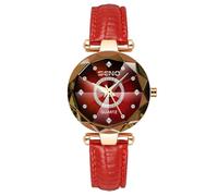 rorios Damen Elegant Armbanduhr Analog Quarz Uhr Diamant Skala Uhr Frauen Edelstahl Armband Uhr Mode Einfache Damenuhren Rot B