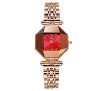 rorios Damen Elegant Armbanduhren Frauen Analog Quarz Uhren Mode Strass Uhr Diamant Wasserdicht Uhr mit Edelstahl Armband Rot